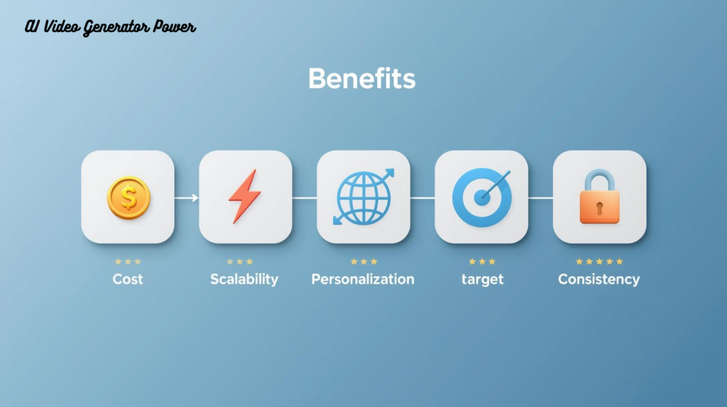 Benefits: Cost, Scalability, Personalization, Target, Consistency
